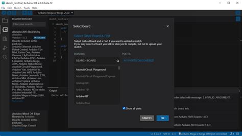 why are no ports discovered arduino ide